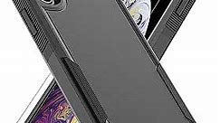 for iPhone X/iPhone Xs Case: Dual Layer Protective Heavy Duty Cell Phone Case Shockproof Rugged Bumper Tough with Screen Protector - Military Grade Drop Tested for Appple iPhone X/iPhone Xs, Black