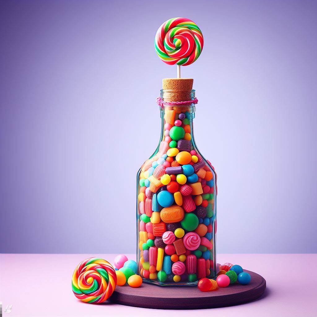 BingAI - Sweet Delight: A Candy Bottle with a Lollipop Stopper