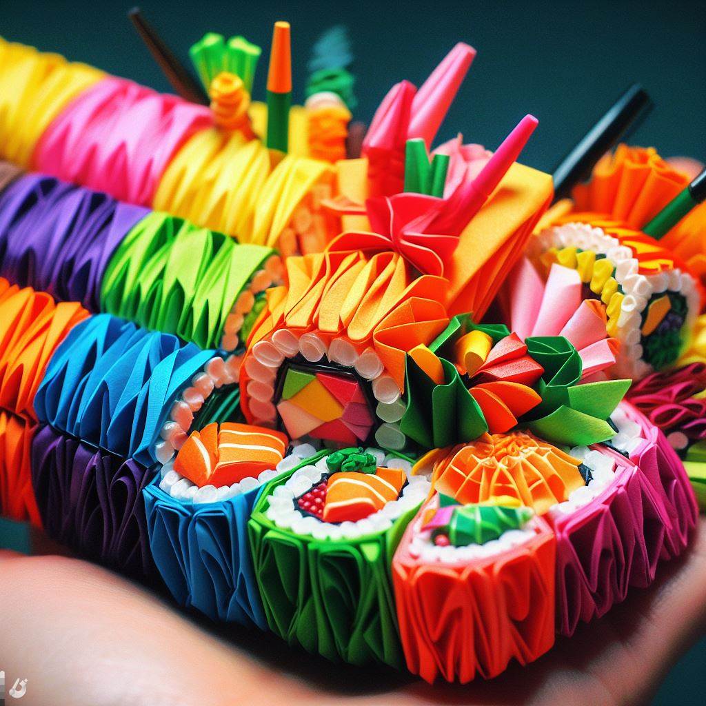 BingAI - Colorful Origami Sushi Art