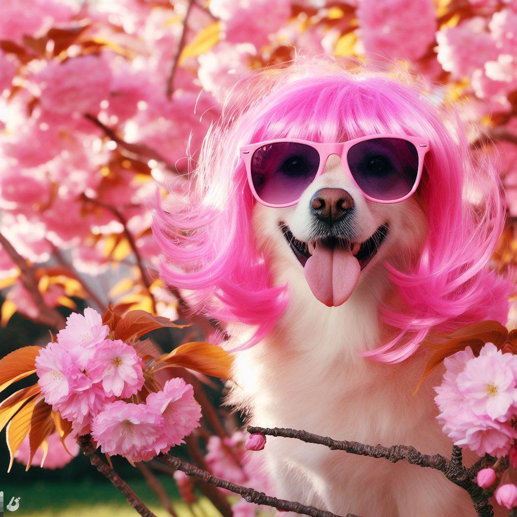 BingAI - Pink Pooch under the Cherry Blossoms