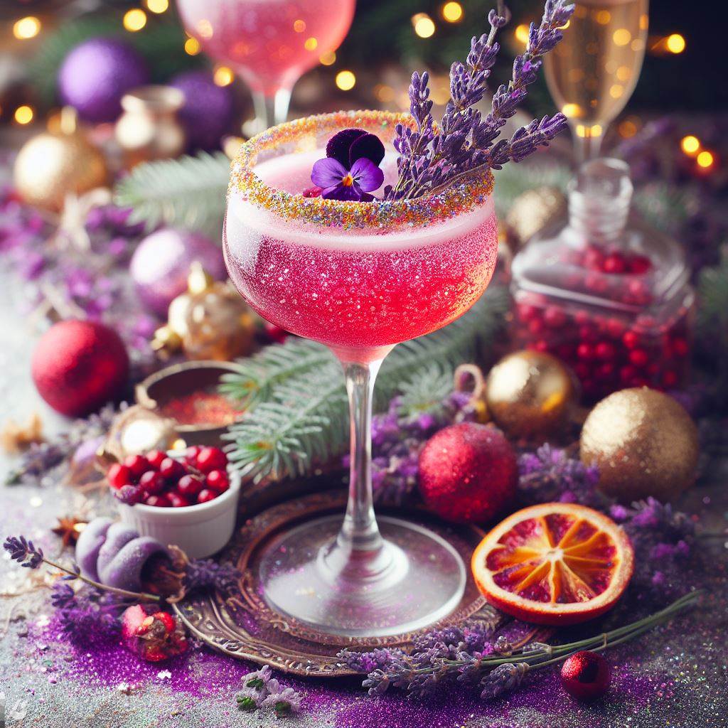 BingAI - Festive Lavender Cranberry Champagne Cocktail
