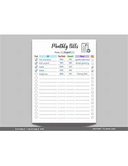 Image result for Monthly Bill Checklist Template