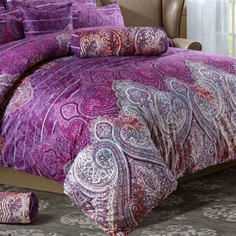 pc full size bedding set paisley print purple bed bath