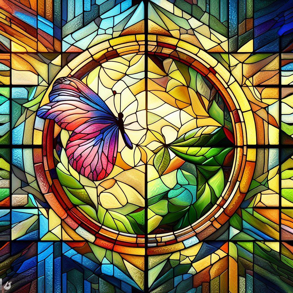 BingAI - Nature's Geometry: A Stained Glass Window