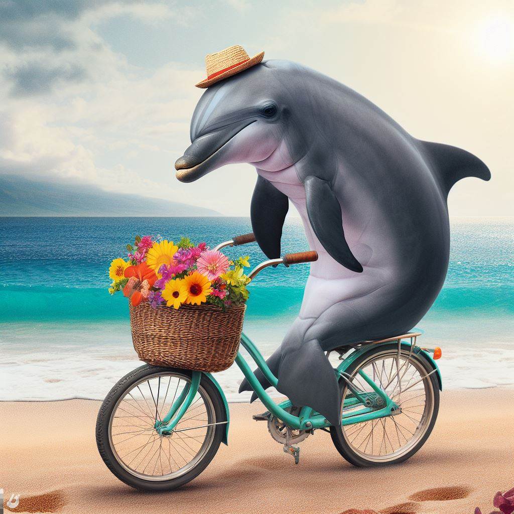 BingAI - A Dolphin's Day Out: Beachside Biking