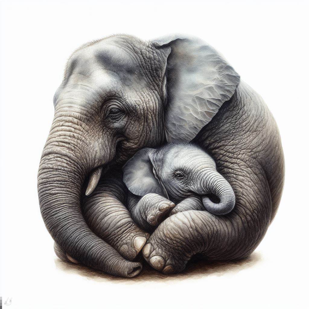 BingAI - Mother and Baby Elephant's Loving Embrace