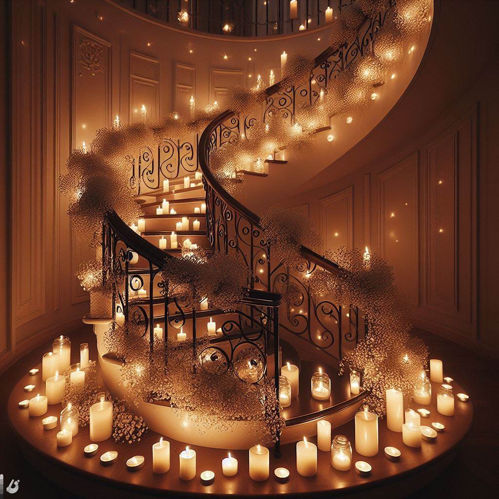BingAI - Candlelit elegance for your staircase