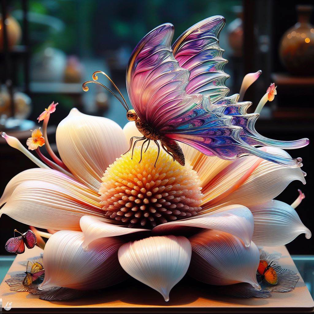 BingAI - Butterfly Bliss: A Glass Sculpture