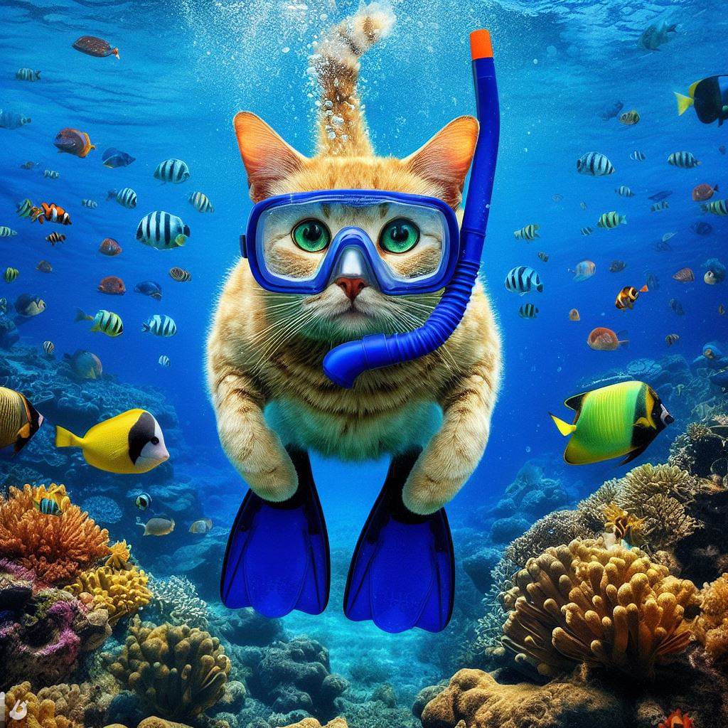 BingAI - The Snorkeling Cat: A Tropical Adventure