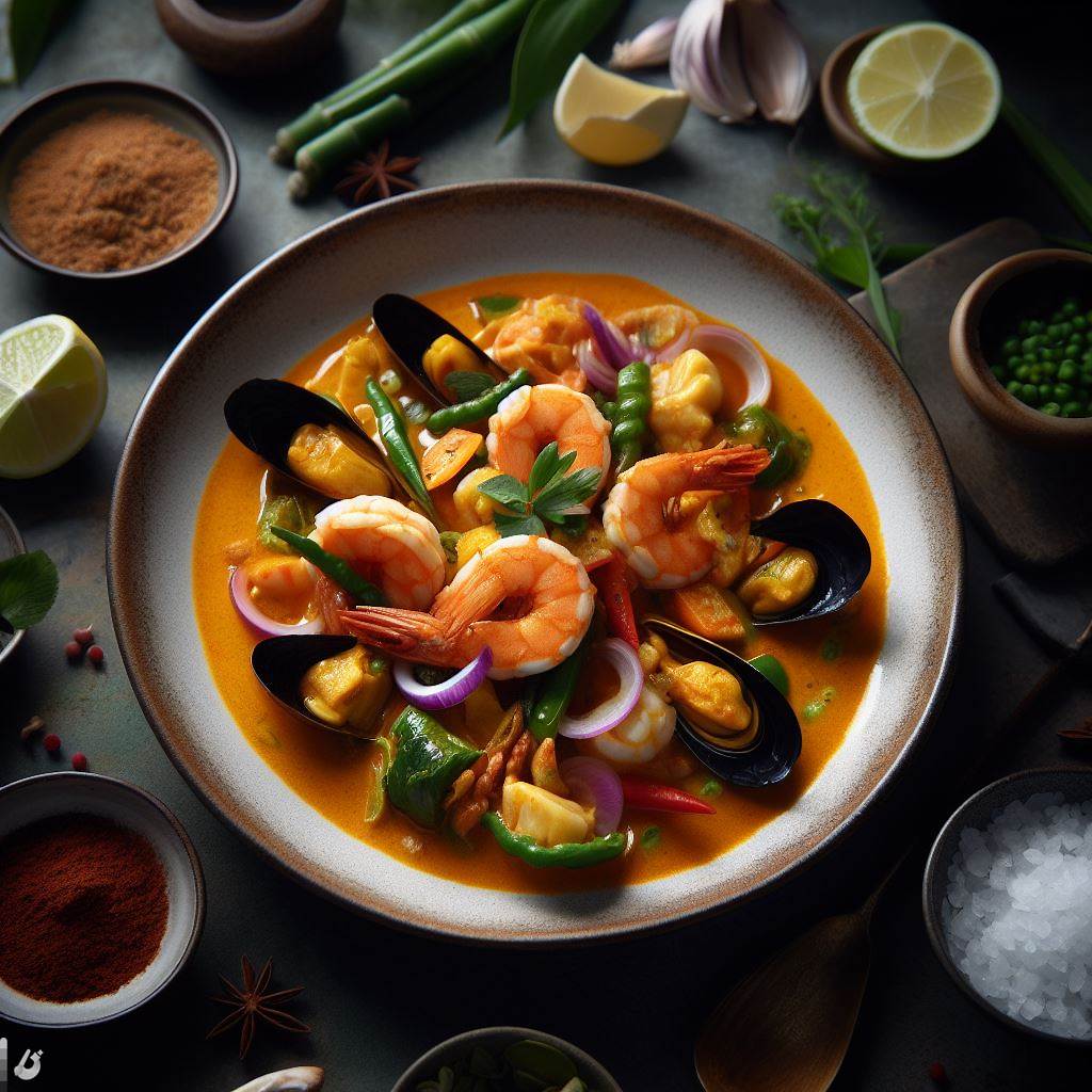 BingAI - Chef Roy's Vibrant Thai Seafood Curry