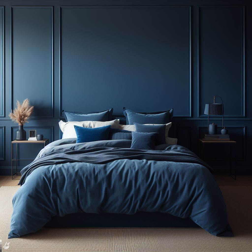BingAI - Navy blue accent walls for a stylish home