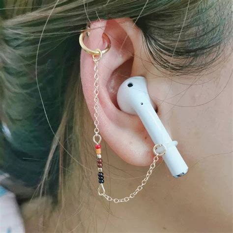 piecing airpods ear cuff airpods earrings airpods chain etsy