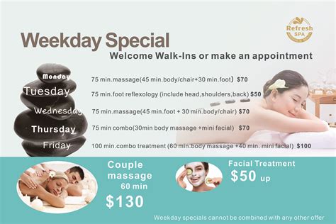 specials refresh massage beauty spa