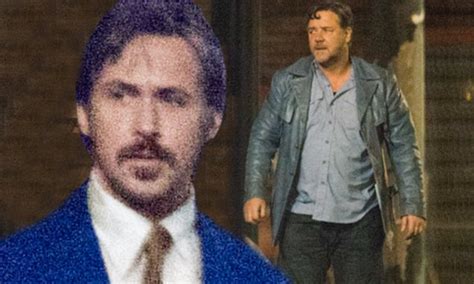 ryan gosling and russell crowe get tough on set of crime
