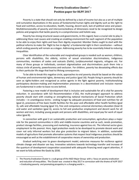 poverty eradication cluster hlpf position paper  pager poverty