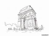 India Gate Drawing Sketch Delhi Hand Drawn Vector Rajpath Meter Illustration High Paintingvalley Eastern Asia End Drawings sketch template