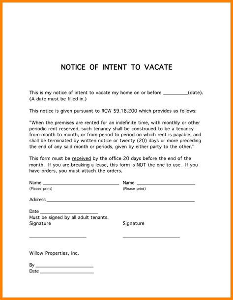 notice  vacate apartment letter template collection letter template collection