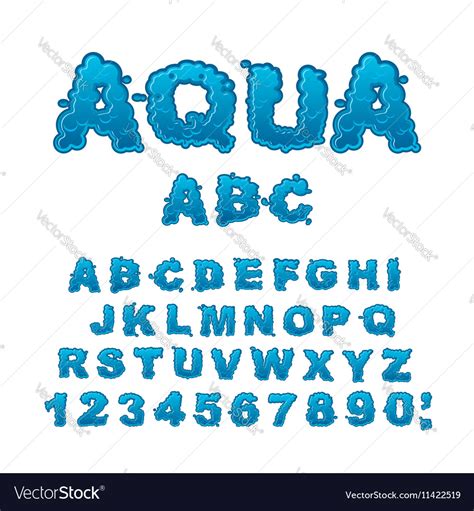 Aqua Abc Drops Water Alphabet Wet Letters Water Vector Image