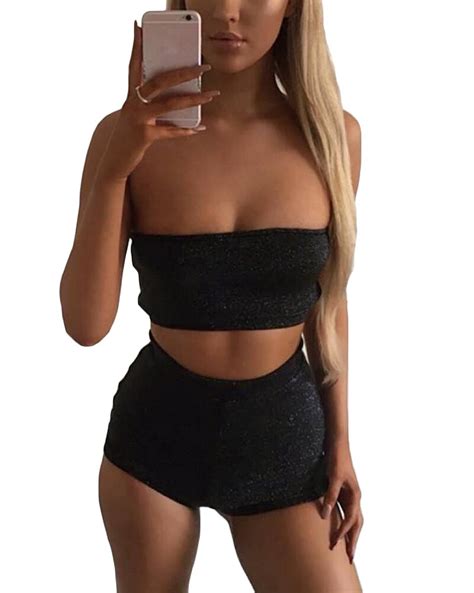sexy women summer bodycon 2 two piece set 2018 crop top and shorts set