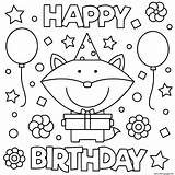 Birthday Coloring Kids Happy Pages Fun Printable Print sketch template