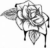 Rose Drawing Hand Holding Gothic Blood Bloody Flower Coloring Line Pages Roses Drawings Easy Skeleton Clipart Cliparts Heart Bleeding Clip sketch template