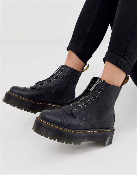 dr martens sinclair flatform zip leather boots  tumbled black shopstyle
