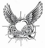 Printable Roses Coloring Pages Hearts Heart Rose Wings Drawing Just Tattoo Angel Designs Drawings Wing Print Valentine Valentines Cool sketch template