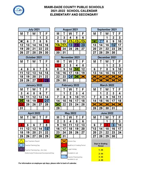 miami dade  broward school calendars  calendar printable