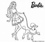 Colorear Dibujos Mascota Paseando Barbies Perro Barbye Vestida sketch template