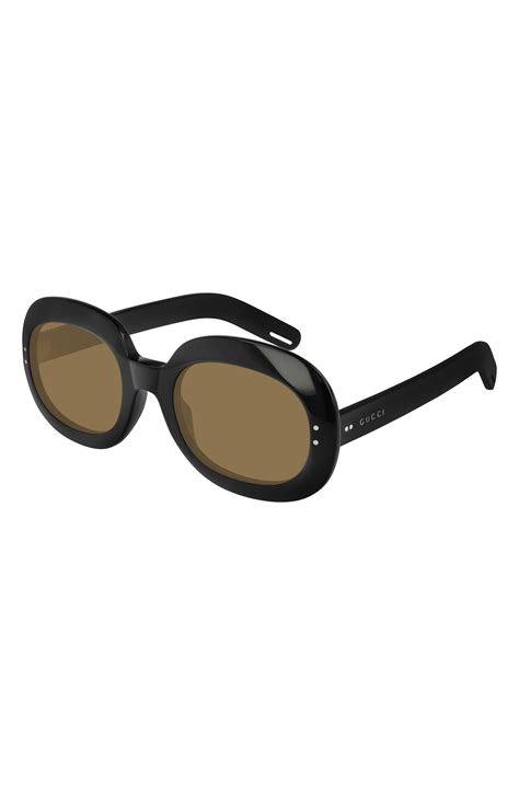 gucci 56mm round sunglasses shiny black the fashionisto