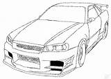 Gtr Furious R32 Jdm R34 Colorir Desenhos Autos Imprimer Coloringhome Drawed Diesel Supra 350z Furiosos Educative Coloriages Lápiz Camiones Velozes sketch template