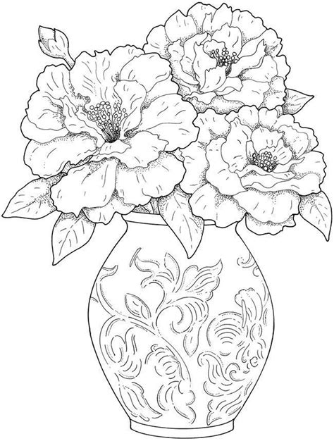 detailed flower coloring pages  adults printable yf