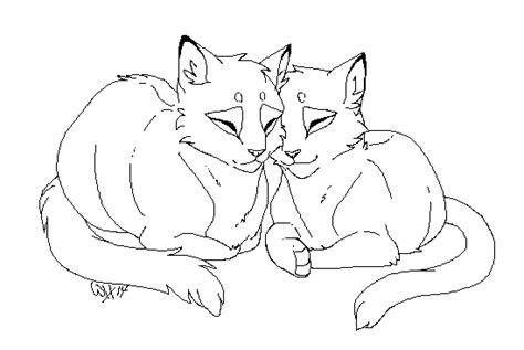 Feline Couple Lineart By Warrioratheart On Deviantart