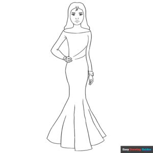 woman coloring page easy drawing guides