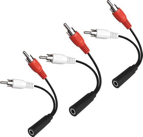 pack mm female stereo jack   rca male plug aux auxiliary headphone adapter audio  cable