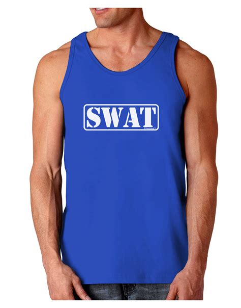 swat team logo text  dark loose tank top  tooloud davson sales