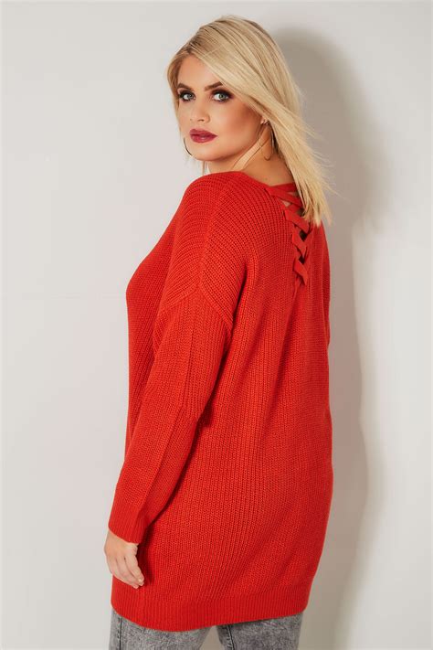 Orange Knitted Jumper With Cross Over Straps Plus Size 16 Free
