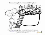 Coloring Vegetables Cooking Fruits Chef Sheet Solus Kids Box Right sketch template