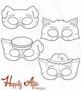 Little Three Pigs Masks Pig Mask Kids Printable Coloring Happilyafterdesigns Choose Board Crafts sketch template