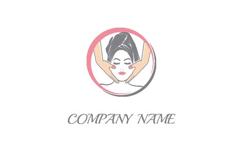 girl taking face massage logo template by