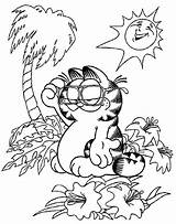 Coloring Summer Pages Kids Printable Garfield Print sketch template