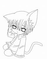 Neko Lineart Kid Deviantart sketch template