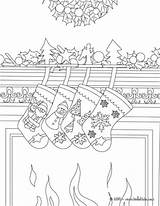 Pages Coloring Christmas Fireplace Stockings Socks Chimney Cute Hung Over Stocking Coloriage Color Hellokids Printable Dessin Kids Print Colorier Fire sketch template