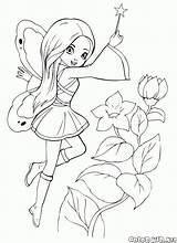 Fairy Coloring Pages Cute Magic Kids Fairies Princess Printable Wand Print Colorkid Cartoon Girls Drawing Rocks Disney Sheets Book Elves sketch template