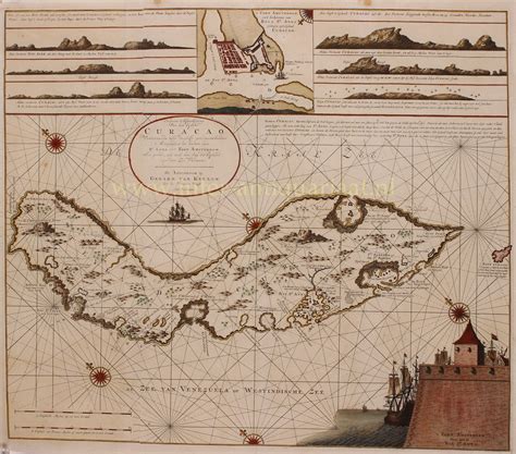 map curacao  century sea chart dutch west india company wic