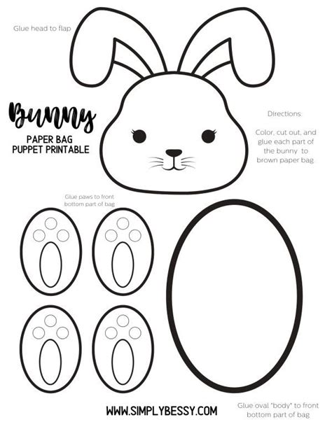 bunny paper bag puppet   printable template simply bessy