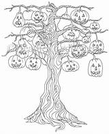 Coloring Halloween Trees Pages Tree Choose Board Sheets sketch template