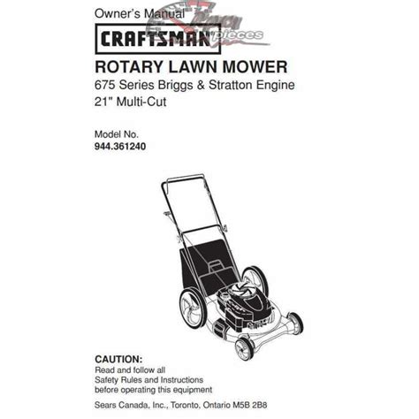 craftsman lawn mower parts manual