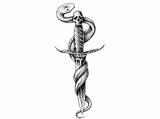 Snake Dagger Tikari Tatuagem Espada Espadas Skull Geocache sketch template