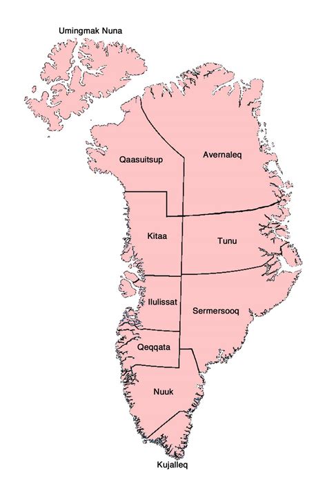 large administrative map  greenland greenland north america
